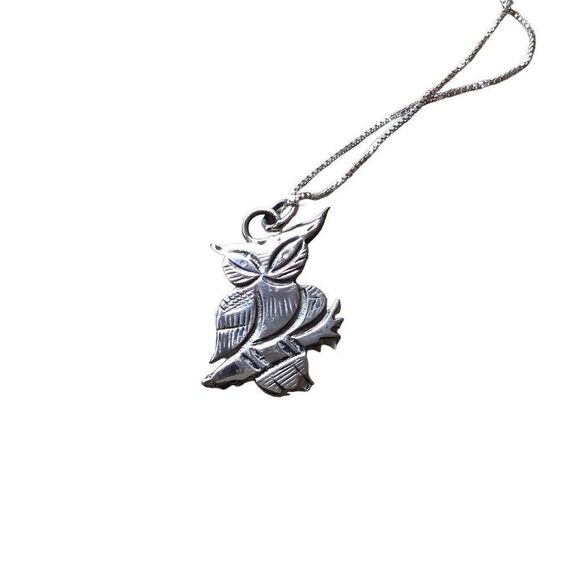 Necklace, Sterling Silver Owl Pendant, NEW, Handmade, Artisan, 18", Unique - Picture 2 of 6